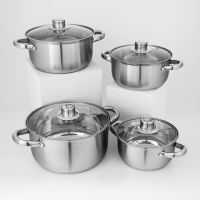 Набор кастрюль из нержавеющей стали Доляна &laquo;Гретте&raquo;, 4 предмета: 1,5 л, 2 л, 3 л, 4 л, d=16/18/20/22 см, крышки, индукция