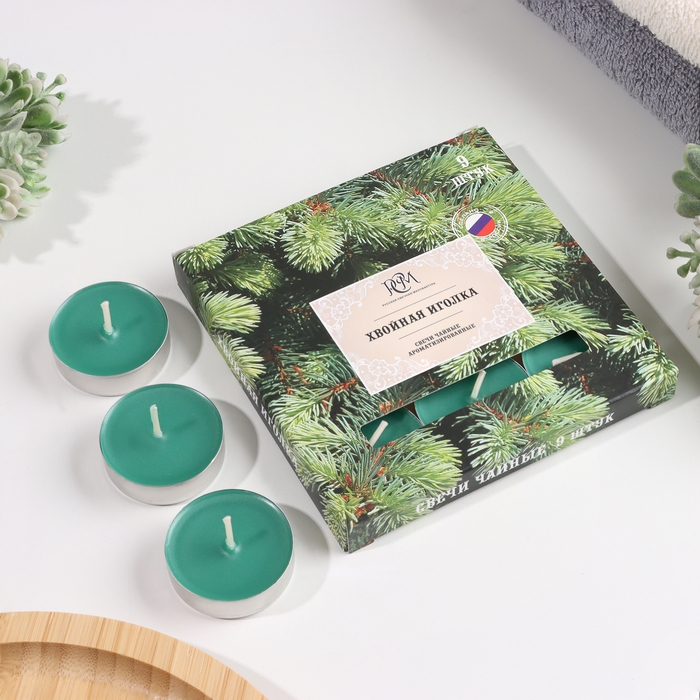 Набор чайных свечей ароматических Набор чайных свечей ароматических "Хвойная иголка", 9 штук