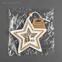 Ёлочная игрушка «Звезда с оленем», от батареек, свечение тёплое белое Ёлочная игрушка «Звезда с оленем», от батареек, свечение тёплое белое