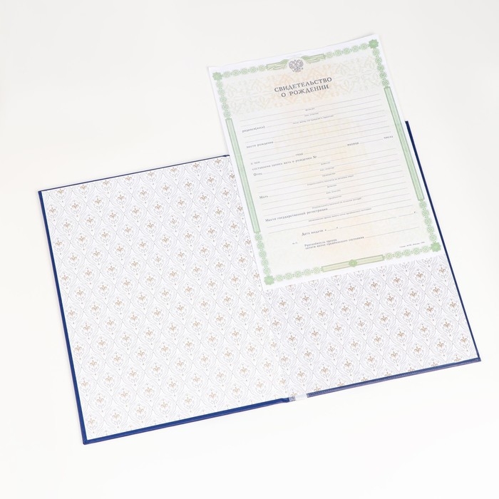 Папка для свидетельства о рождении Папка для свидетельства о рождении "Синяя" бумвинил, мягкая, А4