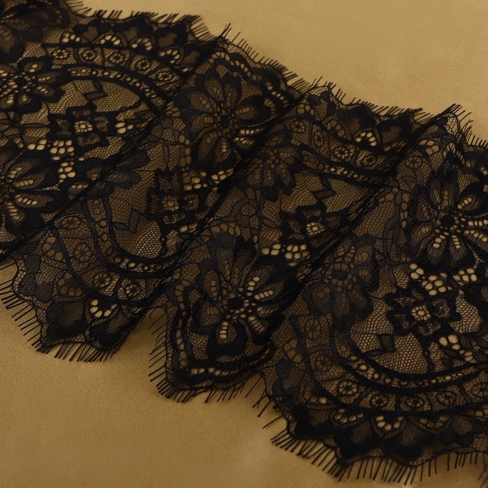 Кружево реснички, 215 мм × 3 ± 0,5 м, цвет чёрный Кружево реснички, 215 мм × 3 ± 0,5 м, цвет чёрный