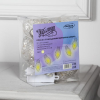 Гирлянда &laquo;Нить&raquo; 3 м с насадками &laquo;Лампочки шишки&raquo;, IP20, прозрачная нить, 80 LED, свечение тёплое белое, 8 режимов, 220 В