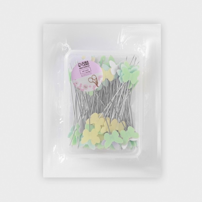 Булавки для квилтинга &laquo;Бабочки&raquo;, 53 мм, 100 шт, цвет разноцветный