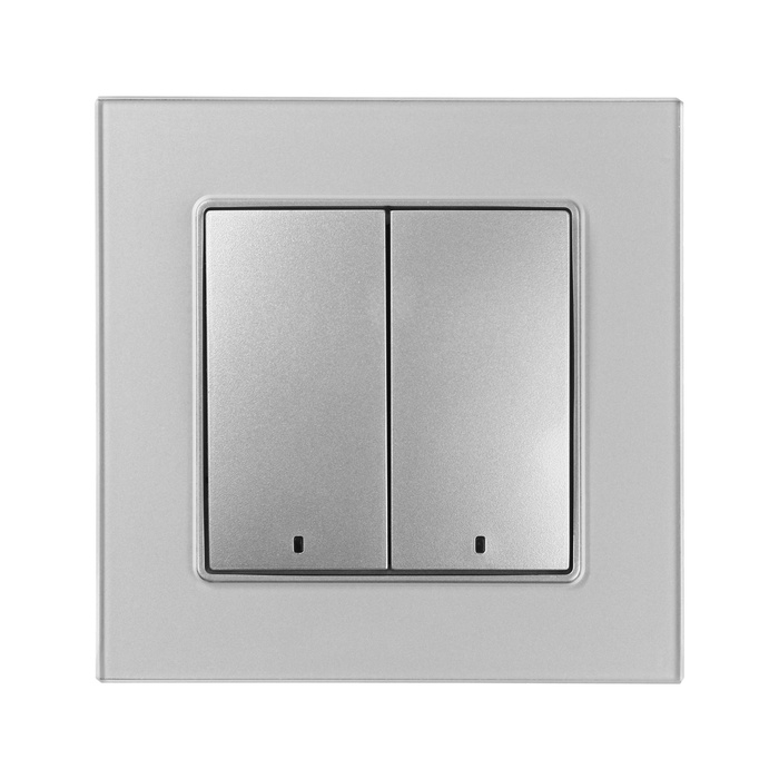 Выключатель TOT Glossy Glass, 10 А, 2 клавиши, с подсветкой, скрытый, стекло, серебристый Выключатель TOT Glossy Glass, 10 А, 2 клавиши, с подсветкой, скрытый, стекло, серебристый