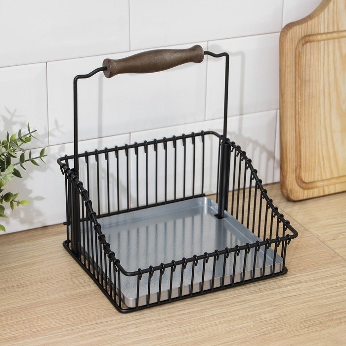 Полка для кухни, для рейлинга, 21&times;11&times;20 см, цвет чёрный