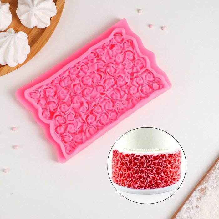 Молд &laquo;Ковер из роз&raquo;, силикон, 17,5&times;10,7&times;2,3 см, цвет розовый