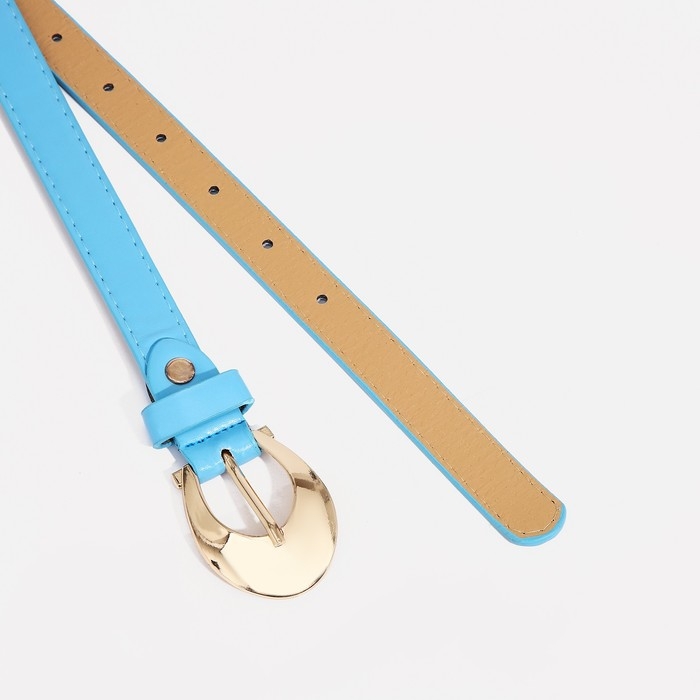 Ремень женский, ширина 1.8 см, винт, пряжка металл, цвет голубой