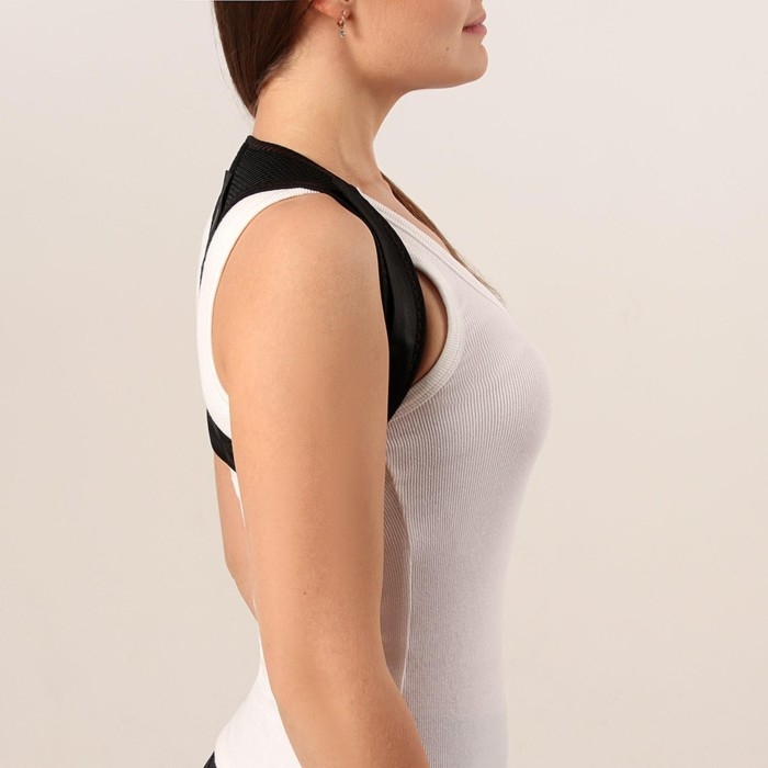 Массажёр - фиксатор для осанки, на липучках, размер универсальный, цвет чёрный