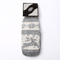 Новый год. Варежки женские шерстяные, цвет серый/белый, размер 20-22