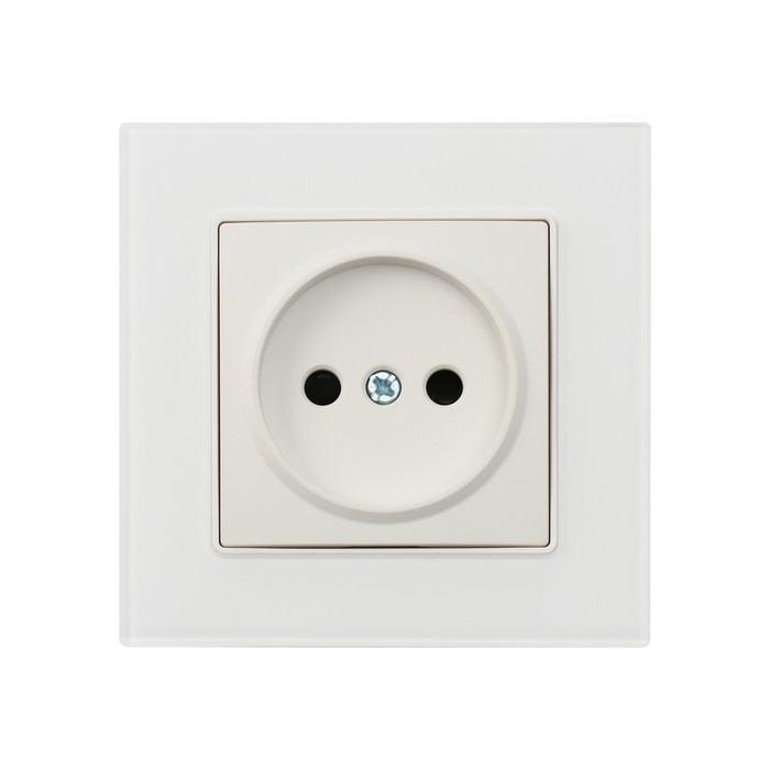 Розетка одноместная TOT Matte Glass, 10 А, скрытая, без з/к, стекло, белая Розетка одноместная TOT Matte Glass, 10 А, скрытая, без з/к, стекло, белая