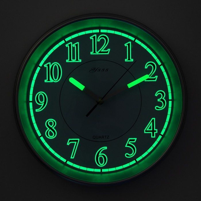 Часы настенные интерьерные "Илони", бесшумные, флуоресцентные, d-30 см