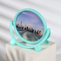 Зеркало настольное &laquo;Круг&raquo;, с рамкой под фотографию, d зеркальной поверхности 13,5 см, цвет МИКС