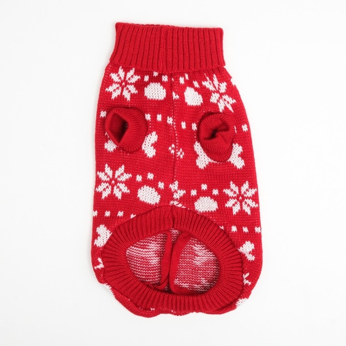 Свитер Свитер "Косточки-снежинки", размер 12 (ДС 28-31, ОГ 32-40, ОШ 20-24 см), красный