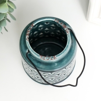 Подсвечник керамика на 1 свечу "Фонарь. Ромбы" зелёный 9х9х12 см Подсвечник керамика на 1 свечу "Фонарь. Ромбы" зелёный 9х9х12 см