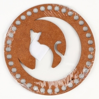 Донышко для вязания резное &laquo;Кошка на луне&raquo;, круг 15 см, хдф 3 мм