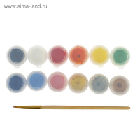 Краска для лица и тела &laquo;Аквагрим&raquo;, боди-арт, 12 цветов, 12 шт., 3 мл, кисть