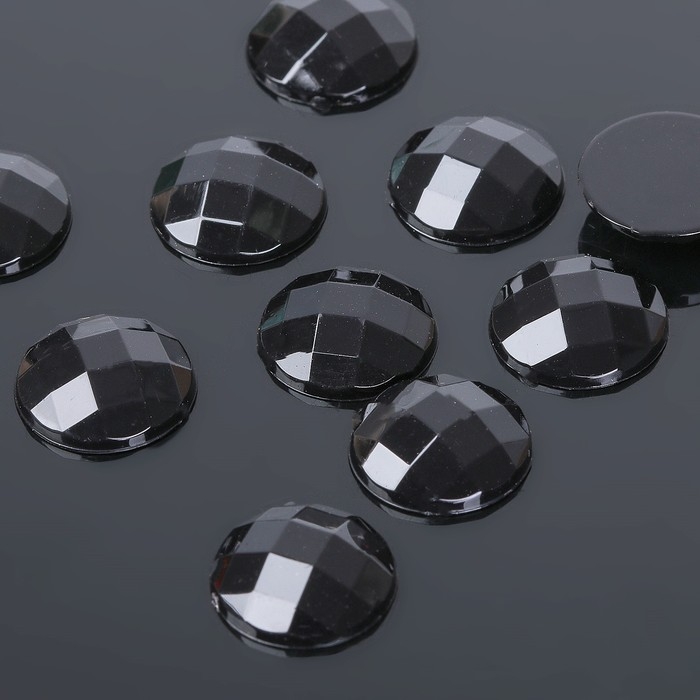 Стразы плоские клеевые (набор 10 шт), 14мм, цвет чёрный Стразы плоские клеевые (набор 10 шт), 14мм, цвет чёрный