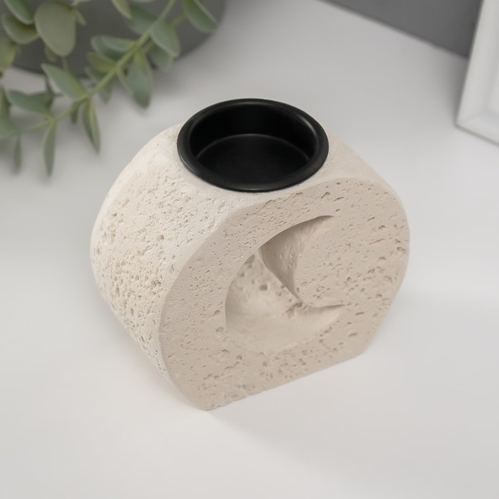 Подсвечник гипс, металл на 1 свечу "Месяц в камне" d=3,8 см 5х9,6х8,5 см