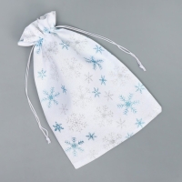 Мешочек подарочный холща &laquo;Новогоднее чудо&raquo;, снежинки, 20 х 30 см +/- 1.5 см, Новый год