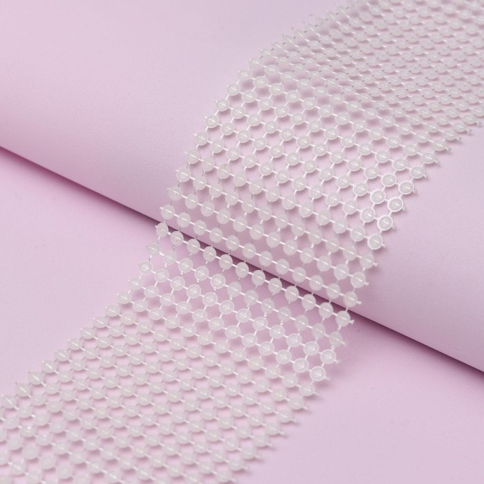 Лента с имитацией жемчуга, 6 см, 9 &plusmn; 1 м, цвет белый