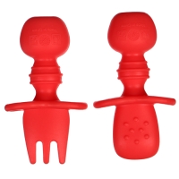 Набор детских столовых приборов, вилка, ложка, цвет красный