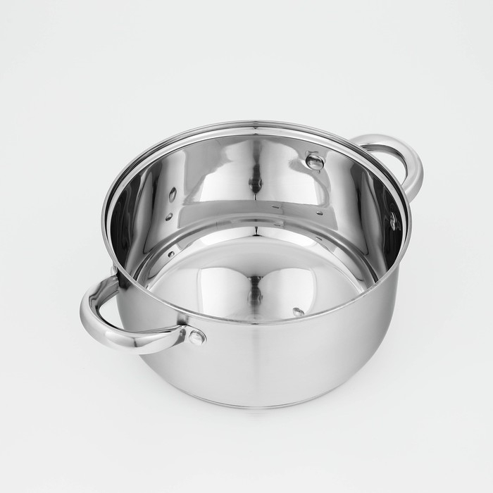 Кастрюля из нержавеющей стали Доляна &laquo;Гретте&raquo;, 3,2 л, d=20 см, с крышкой, капсульное дно, индукция