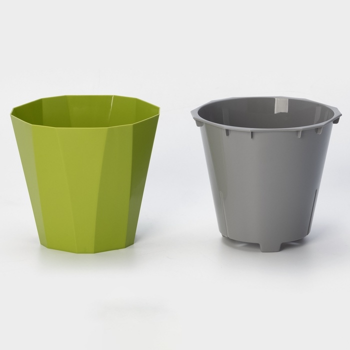 Кашпо для цветов со вставкой &laquo;Палермо&raquo;, 1,8 л, цвет оливковый