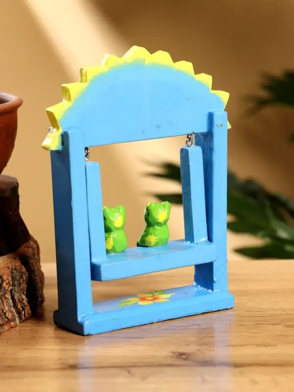 Сувенир &laquo;Лягушата на качелях&raquo;, 10&times;3.5&times;15 см, дерево, голубой