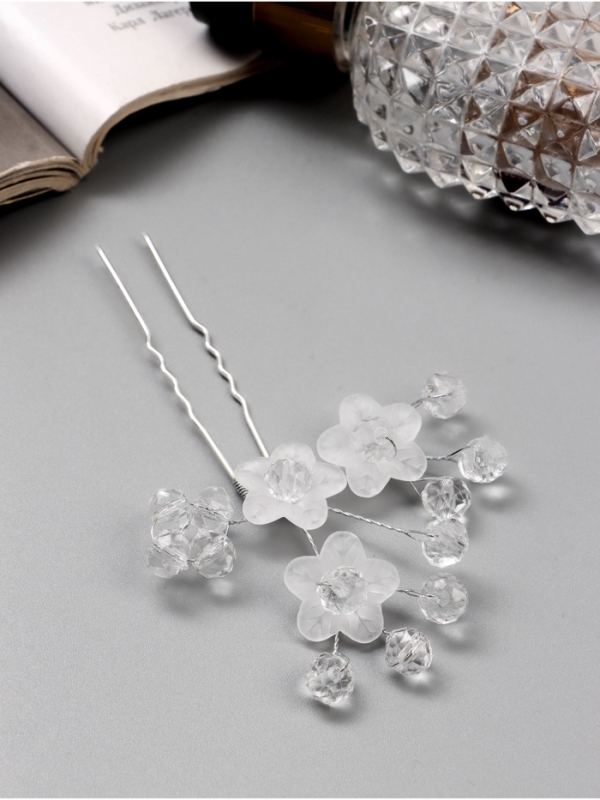 Шпилька для волос Шпилька для волос "Эмилия" цветник мини шарики, 8х7 см, прозрачный