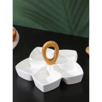 Менажница фарфоровая 5 ячеек BellaTenero, 25&times;25 см, цвет белый