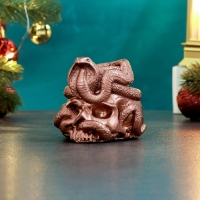 Новый год. Символ 2025. Подсвечник новогодний "Череп со змеей" 9см, медь Новый год. Символ 2025. Подсвечник новогодний "Череп со змеей" 9см, медь