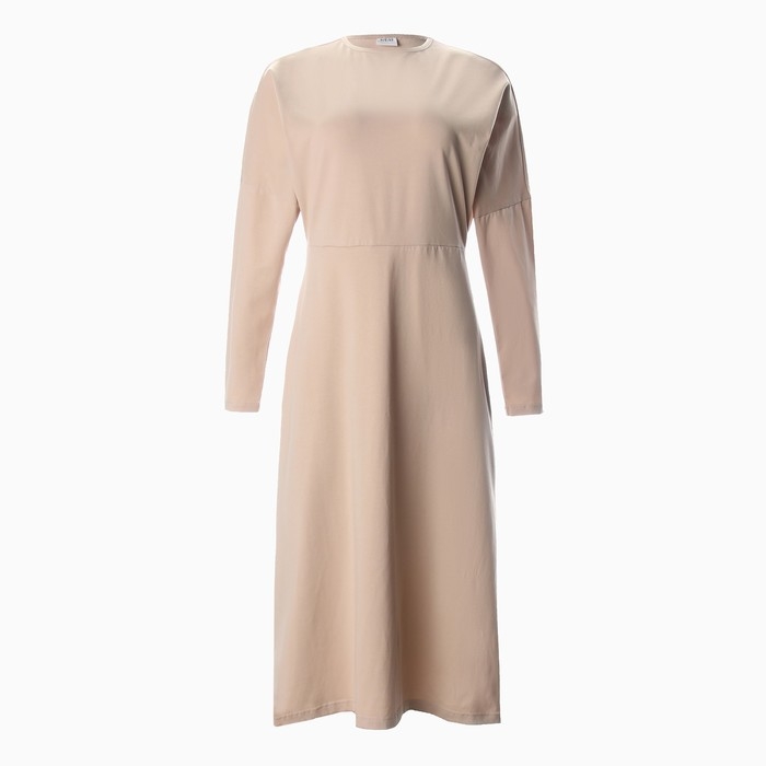 Платье женское трикотажное MINAKU: Basic line цвет бежевый, р-р 44 Платье женское трикотажное MINAKU: Basic line цвет бежевый, р-р 44