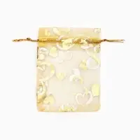 Набор мешочков подарочных 100шт.  "Сердечки", 7*9 см, цвет золотой (1195304)