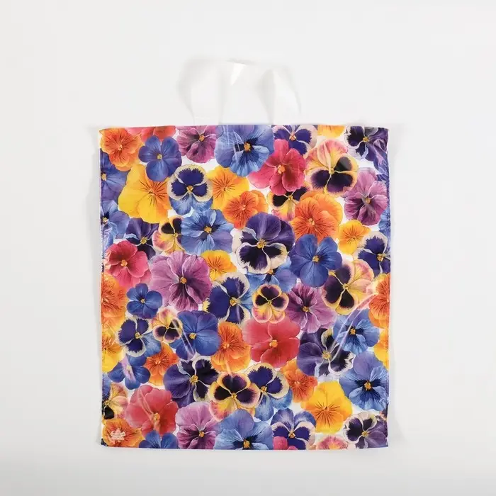 Пакет "Цветочки", полиэтиленовый, с петлевой ручкой, 42 x 38 см, 37 мкм