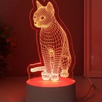 Светильник "Кошка" LED RGB от сети RISALUX 9,5х8,2х17 см