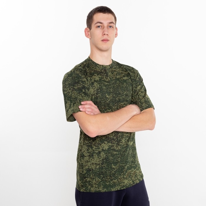 Футболка мужская, цвет камуфляж зелёный, размер 56
