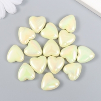 Бусины пластик "Сердечко сливочное, перламутр" набор 20 гр 1,4х1,4х0,6 см