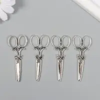 Декор металл для творчества "Ажурные ножницы" серебро (А9361) 6х2,5 см