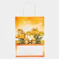 Пакет бумажный подарочный новогодний крафт &laquo;Новогодний бант&raquo; 18&times;8&times;25 см