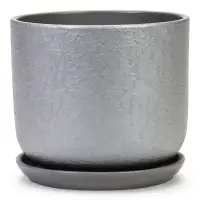 Горшок цветочный с поддоном 3 л, d18/h15,5 см серый керамика, "Перл" (М)