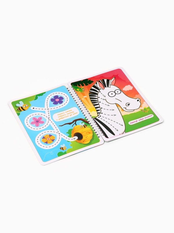 Многоразовая книга Многоразовая книга "Мои первые линии", 17х24 см, 40 стр., +2 маркера, Синий трактор