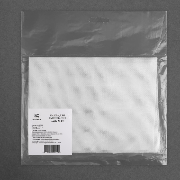 Канва для вышивания, №14, 30 × 40 см, цвет белый Канва для вышивания, №14, 30 × 40 см, цвет белый