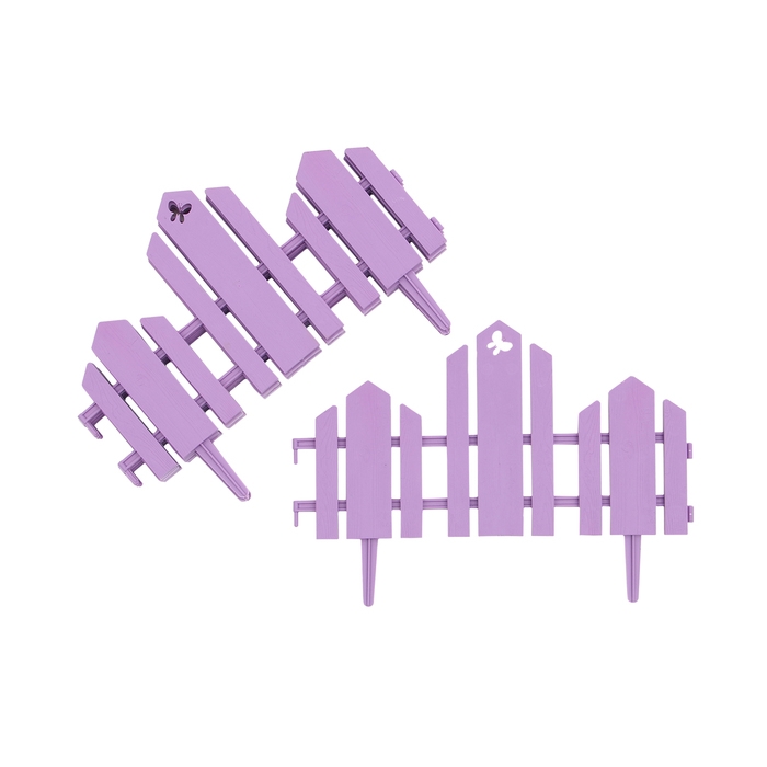 Ограждение декоративное, 25 &times; 170 см, 5 секций, пластик, сиреневое, &laquo;Чудный сад&raquo;