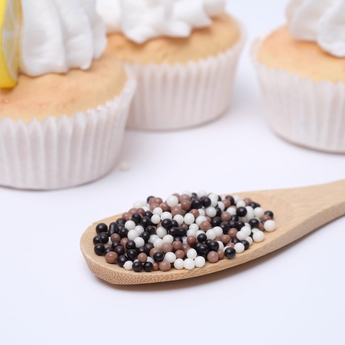 Новогодняя посыпка кондитерская с мягким центром "КондиМир": белая, коричневая, черная, 50 г