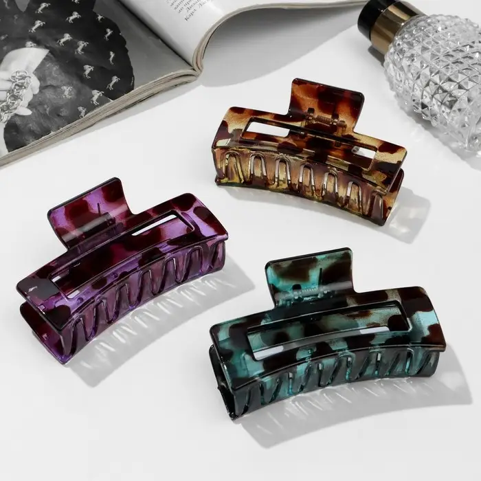 Крабик для волос &laquo;Леопардовый принт&raquo;, прямой, 8.5 см, МИКС