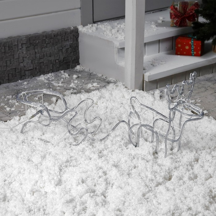 Светодиодная фигура &laquo;Олень с санями&raquo;, олень: 48 &times; 48 &times; 19 см, сани: 45 &times; 23 &times; 23 см, дюралайт, 216 LED, 220 В, мерцание, свечение белое/тёплое белое