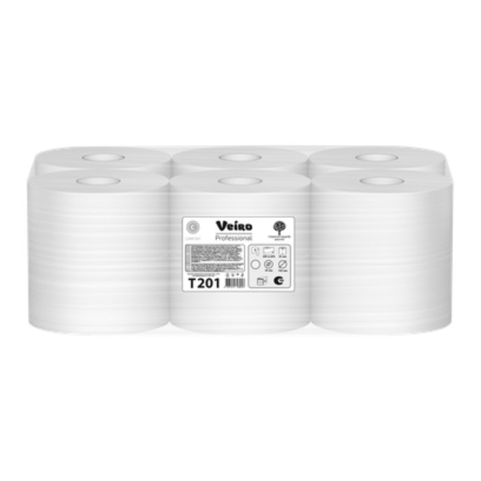 Туалетная бумага для диспенсеров Veiro Professional Comfort T201 в средних рулонах, 1 слой, 200 метров Туалетная бумага для диспенсеров Veiro Professional Comfort T201 в средних рулонах, 1 слой, 200 метров
