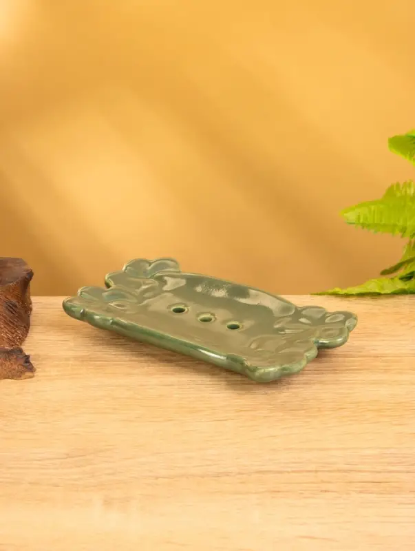 Мыльница "Цветочный мост" керамика, цв. зелёный, 14,5х7,5х2 см