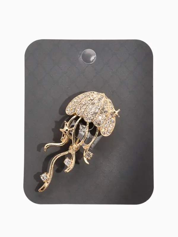 Брошь "Медуза", цвет белый в золоте