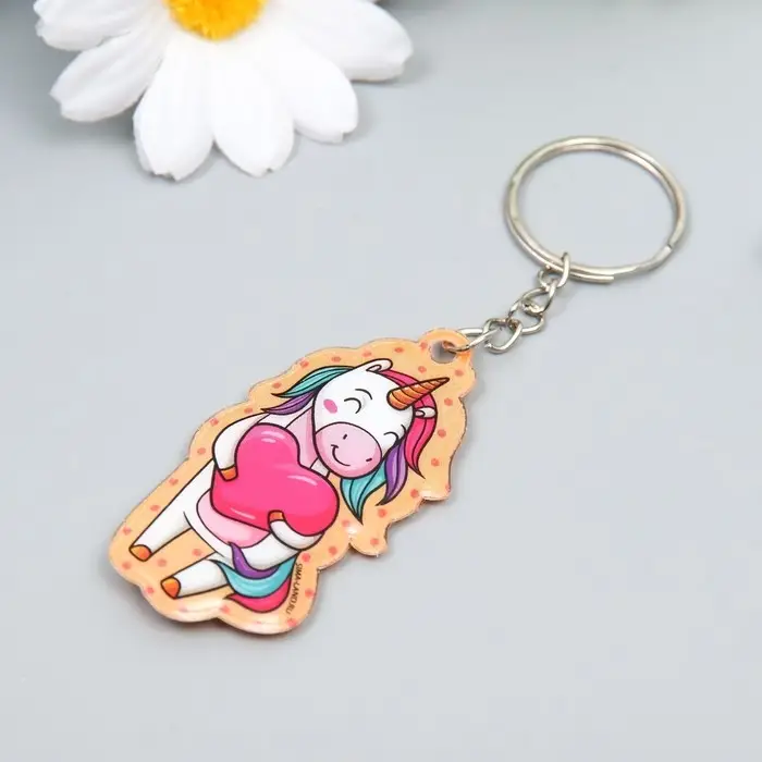 Брелок для ключей на кольце &laquo;Единорожка с сердцем&raquo;, ПВХ мягкий, 5.9&times;3 см